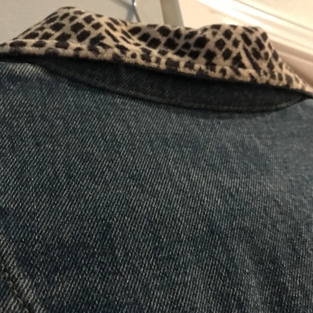 Denim Jean Jacket Cheetah Print Large Designer Boutique Final Sale - Picture 13 of 16